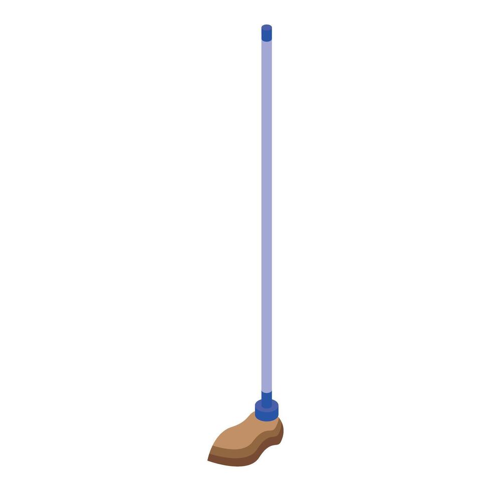 Nordic walking pole standing on wooden base isometric view vector