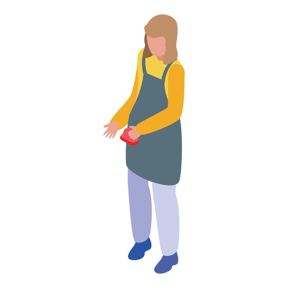 Butcher is preparing a cut of meat for a customer vector