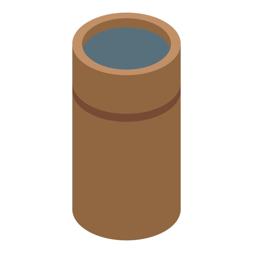 Cardboard tube packaging standing up isometric view vector