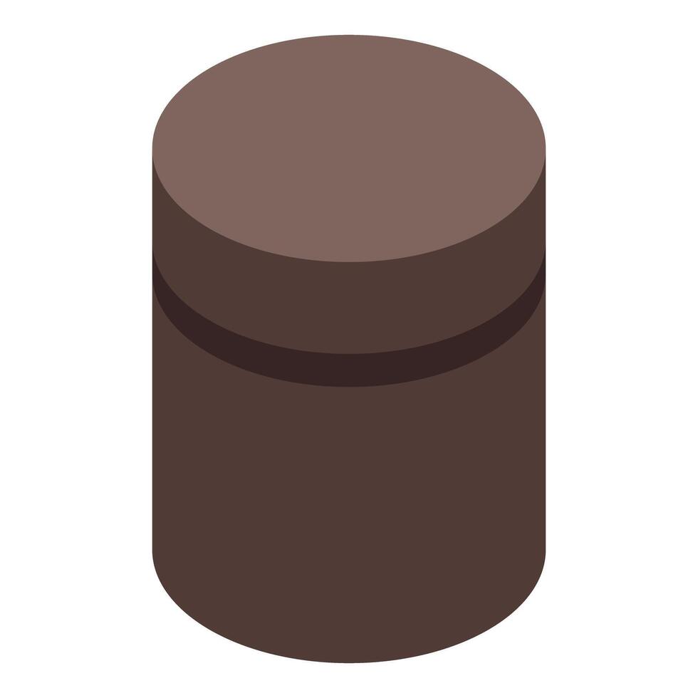 Brown round cardboard box packaging isometric view vector