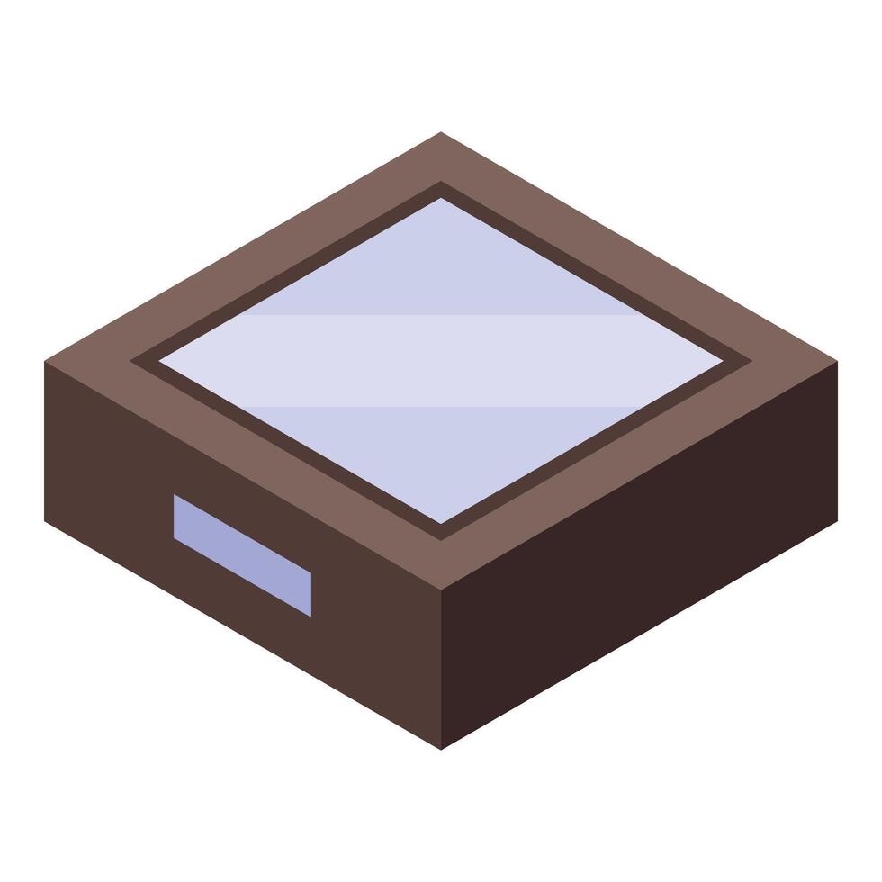 Modern empty aquarium with glass lid isometric view vector