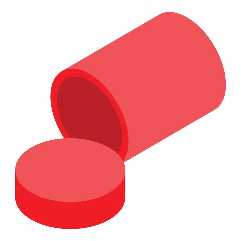 Red cylinder container lying open isometric view vector