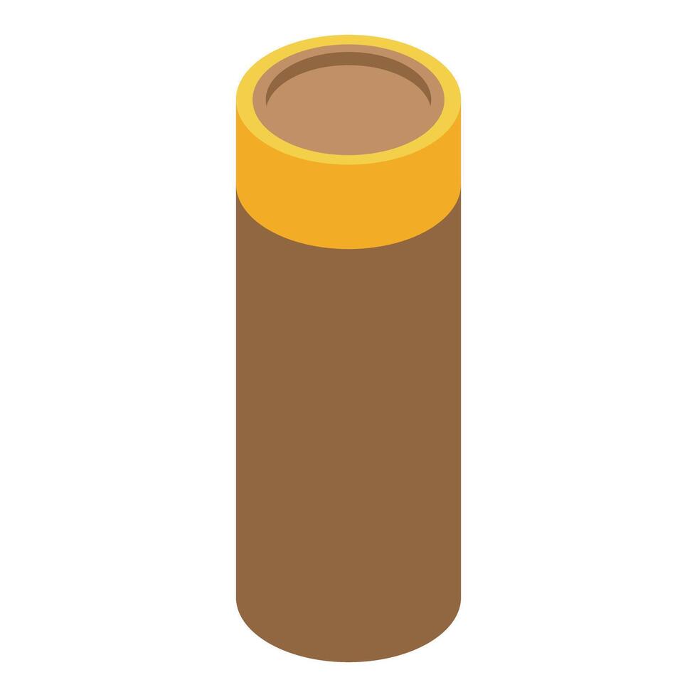Brown cardboard tube packaging with yellow cap isometric view vector
