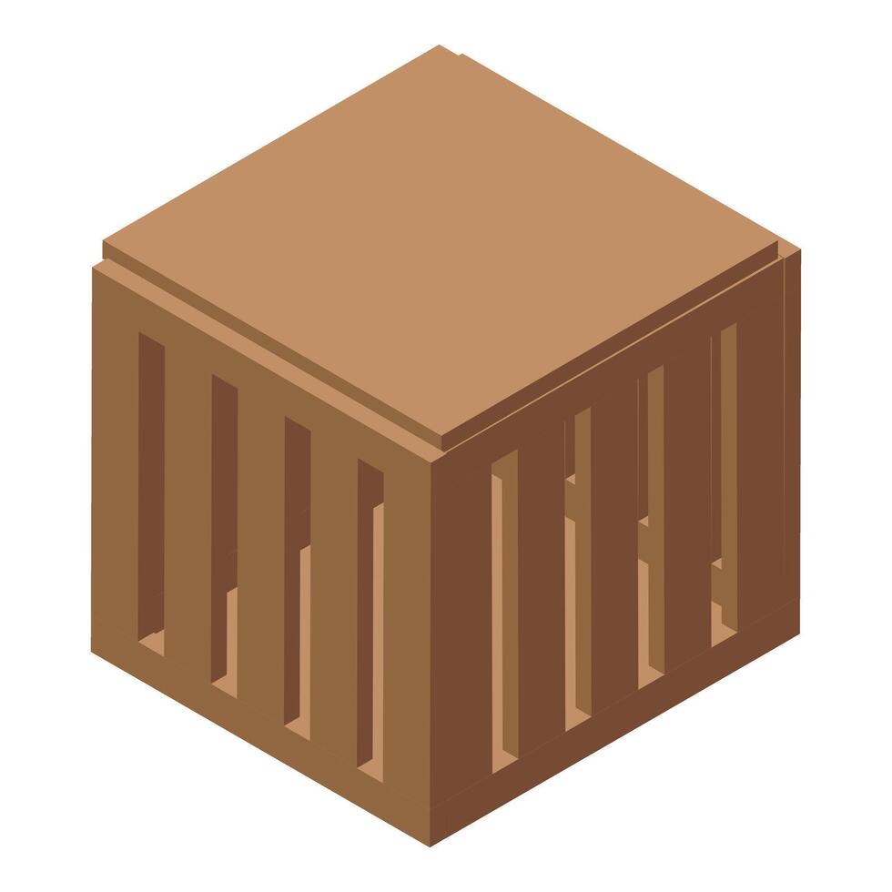 Empty wooden crate isometric view for shipping and storage vector