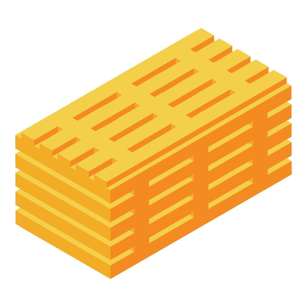 Stacked wooden pallets for storage and transportation isometric icon vector
