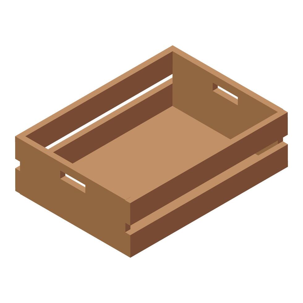 Empty wooden crate standing on white background vector