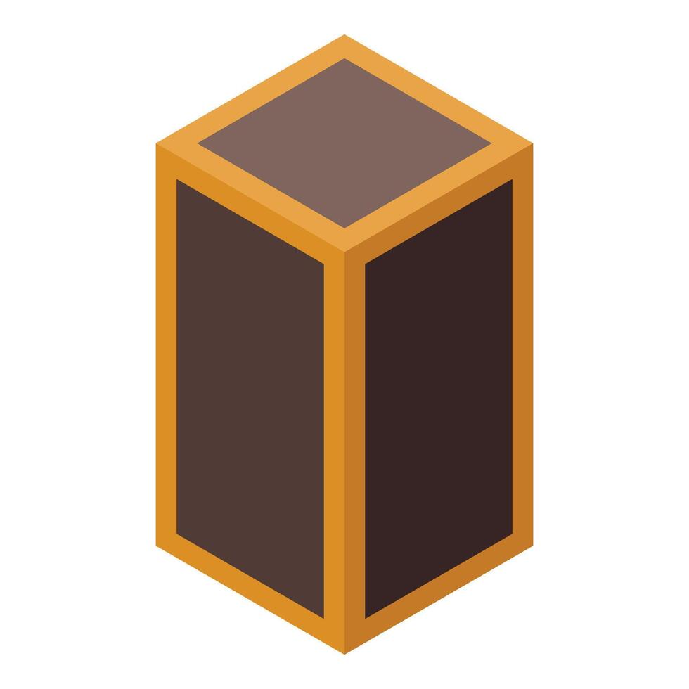 Isometric cube container with golden edges on white background vector