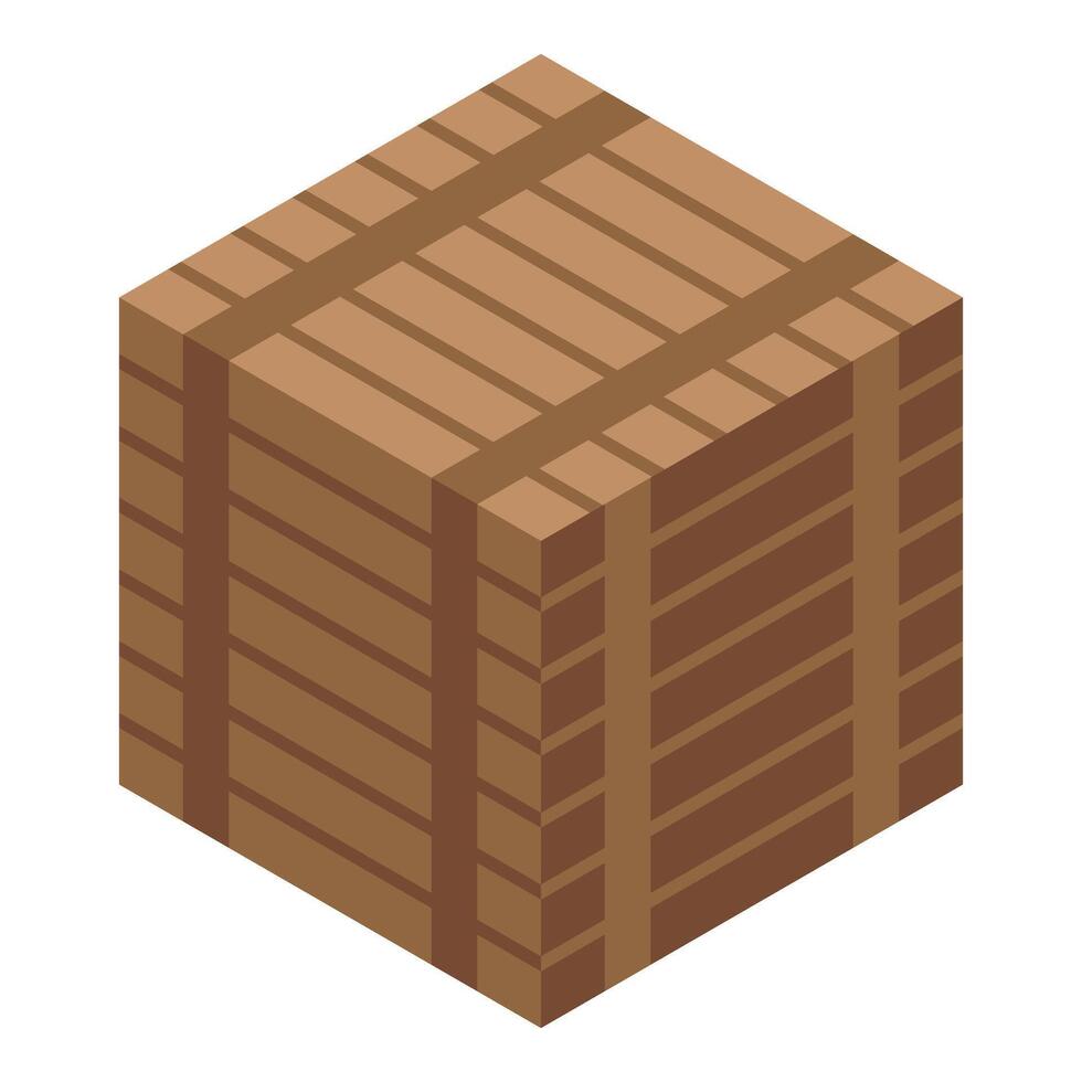 Wooden crate standing on white background isometric view vector
