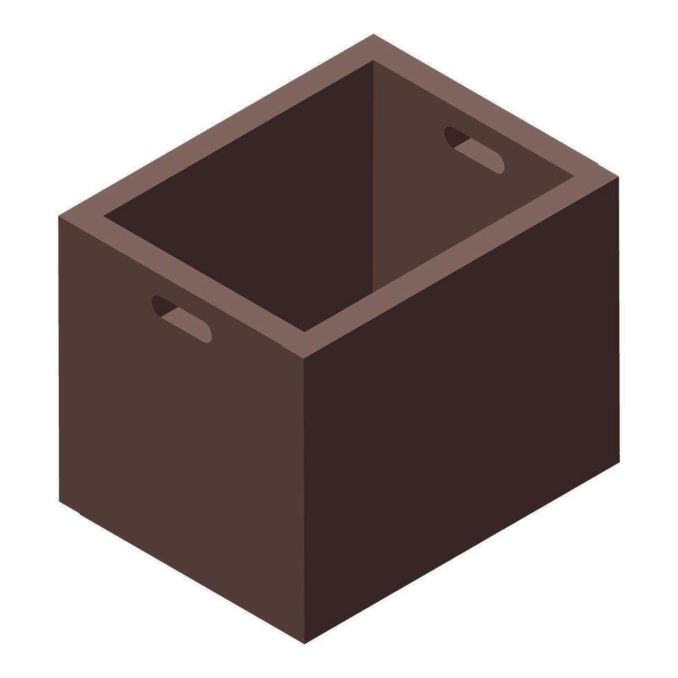 Empty brown box open top view storage container vector