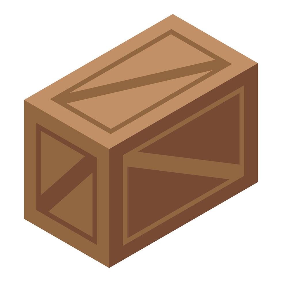 Wooden crate standing on floor isometric icon vector