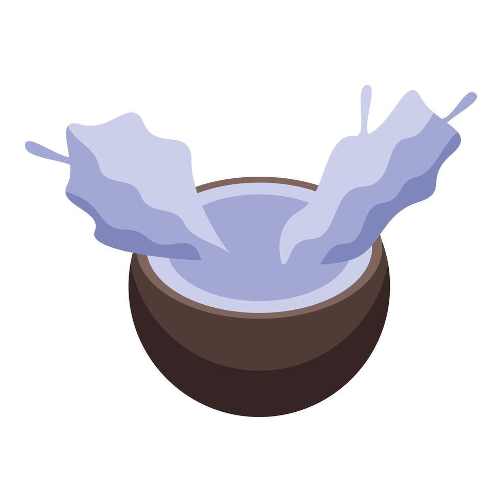 Coconut water splashing into half coconut shell vector