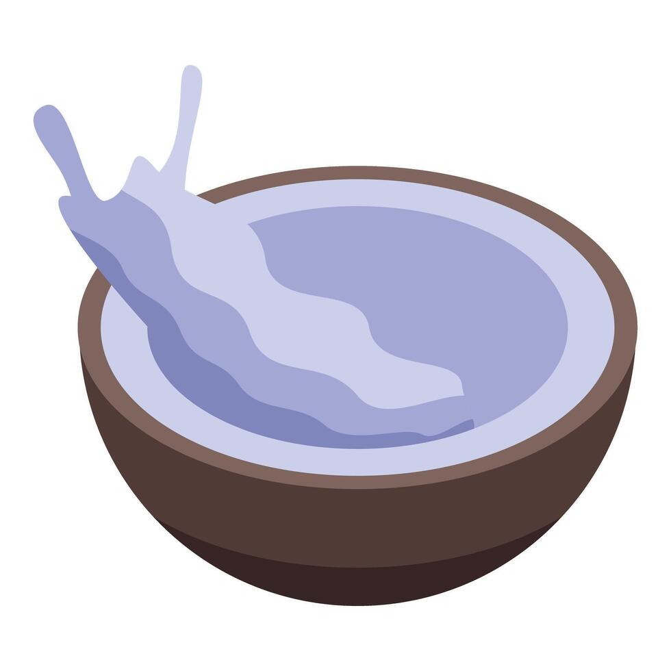 Half coconut with splashing coconut milk vector