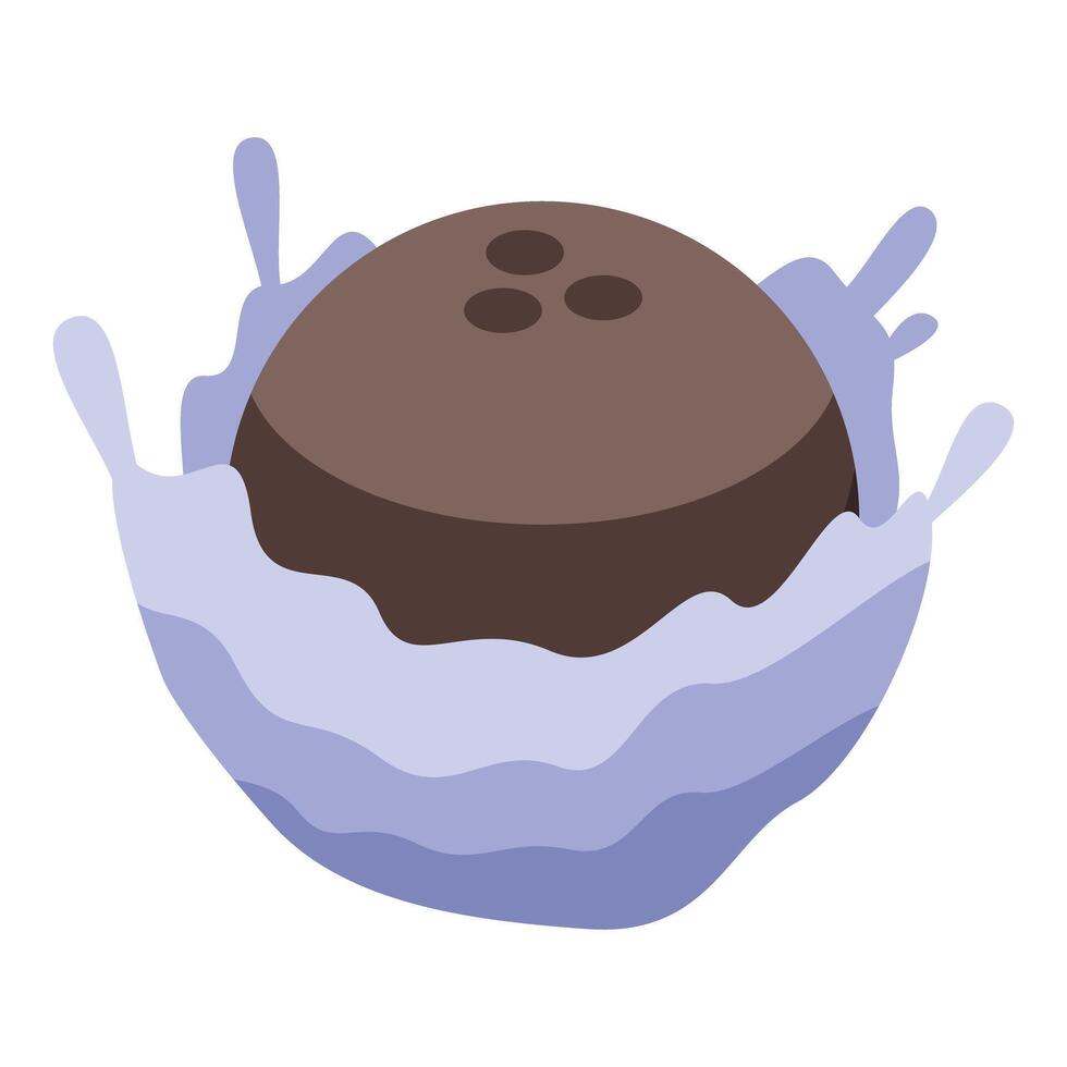 Whole coconut falling and splashing into milk vector