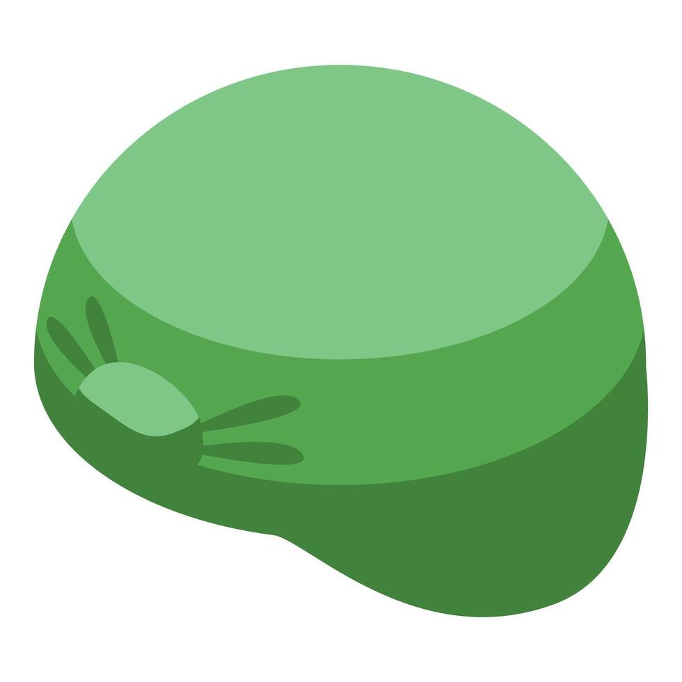 Green military helmet protecting soldier from injury vector