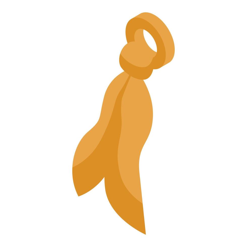 Yellow silk scarf folded isometric style icon vector