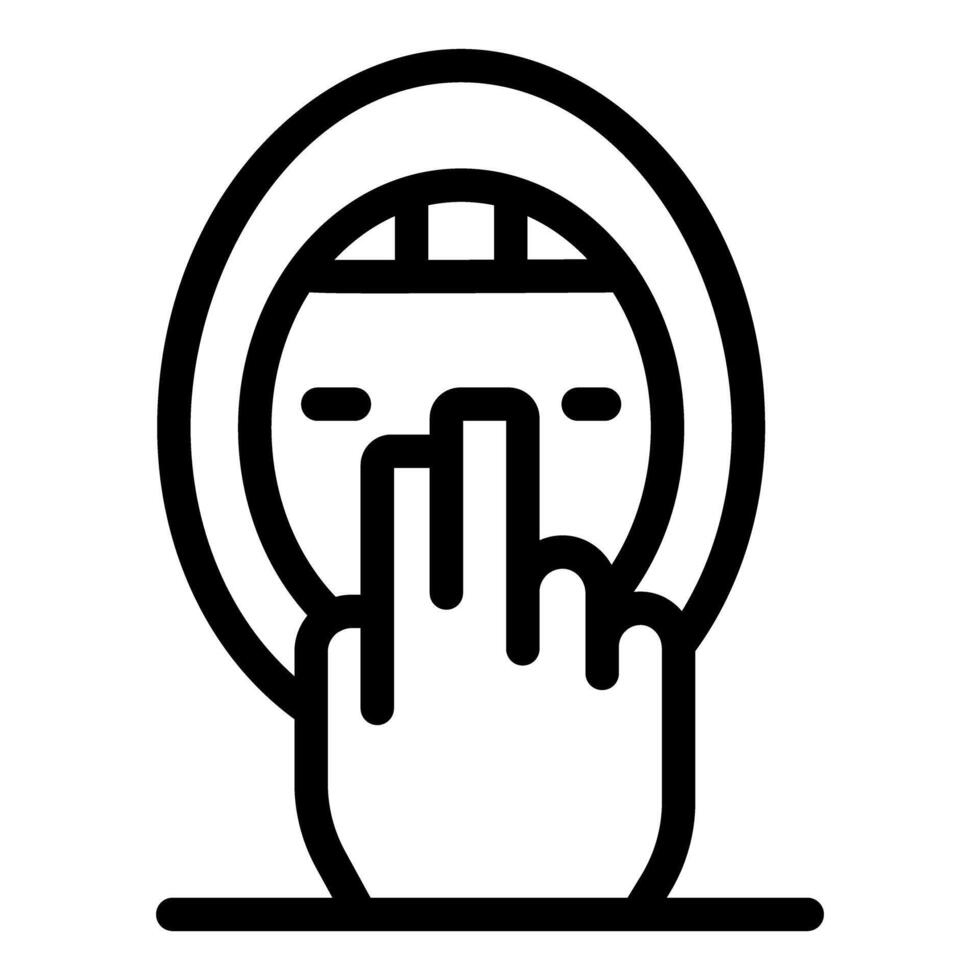 Person making quiet gesture placing finger to lips vector
