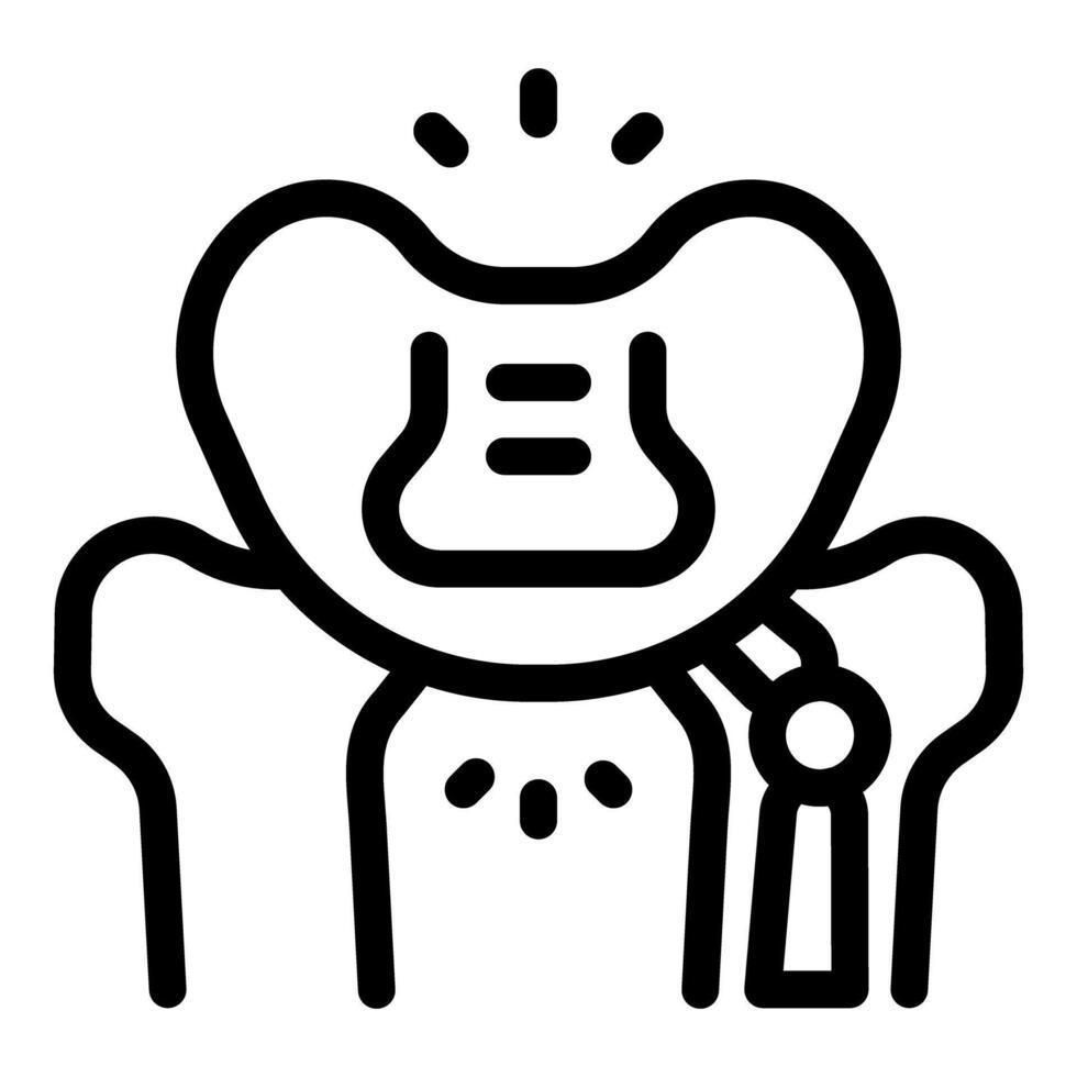 Pelvic bone showing hip implant icon, outline style vector