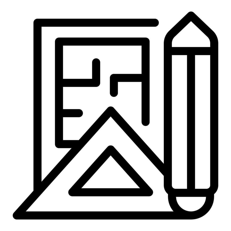 Architect designing house plan using ruler and pencil vector