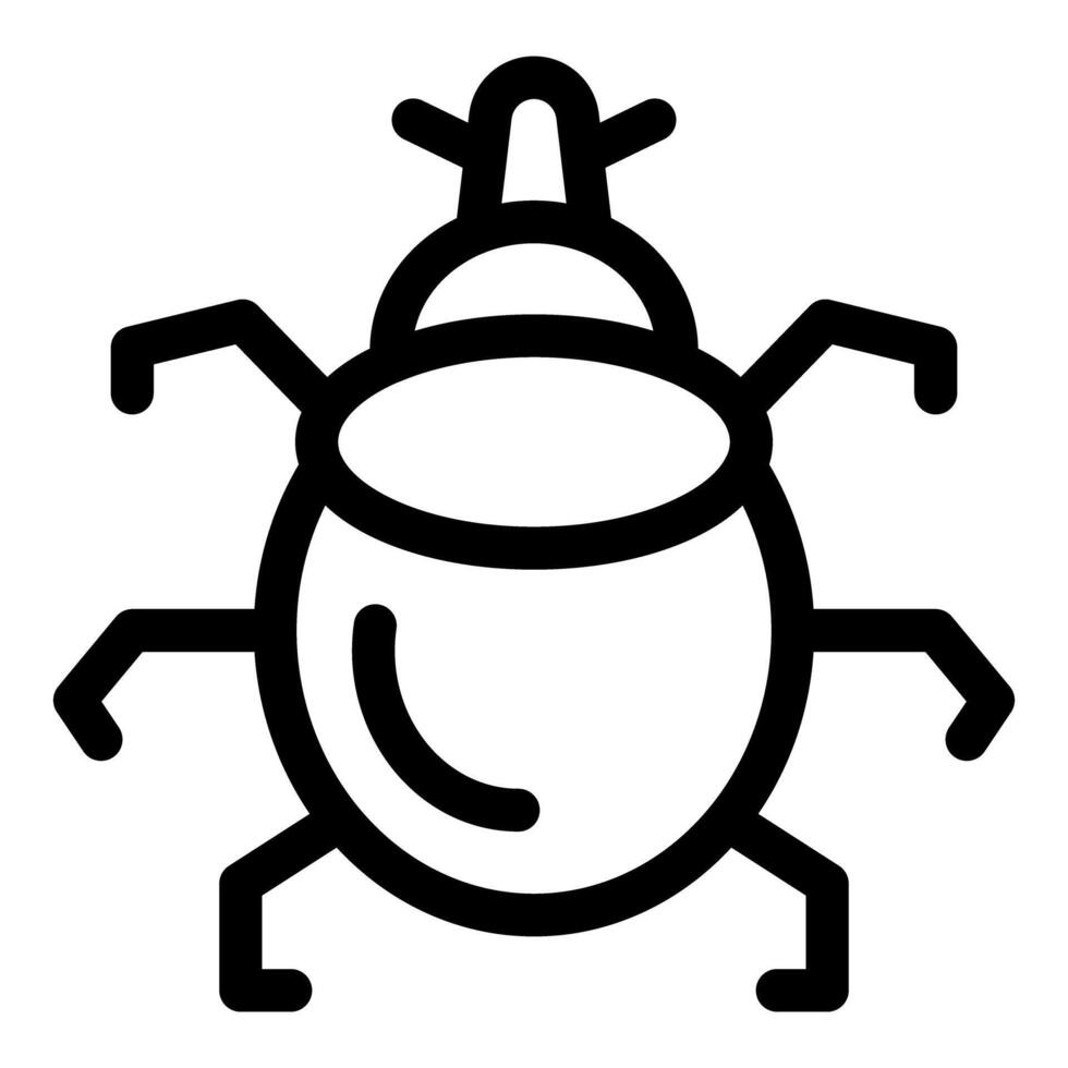 Black and white line art icon of a bug crawling vector