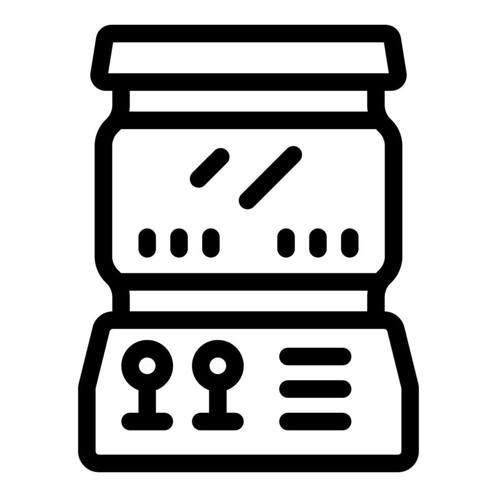 Retro arcade game machine console being played with joysticks icon vector