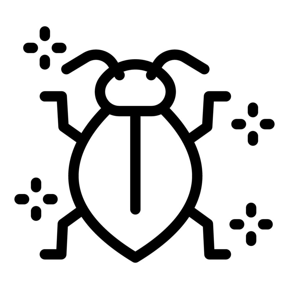 Black beetle crawling surrounded by stars icon vector