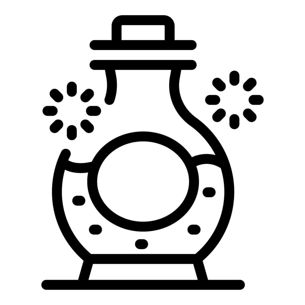 Magic potion with bubbles and sparkles in bottle is brewing vector