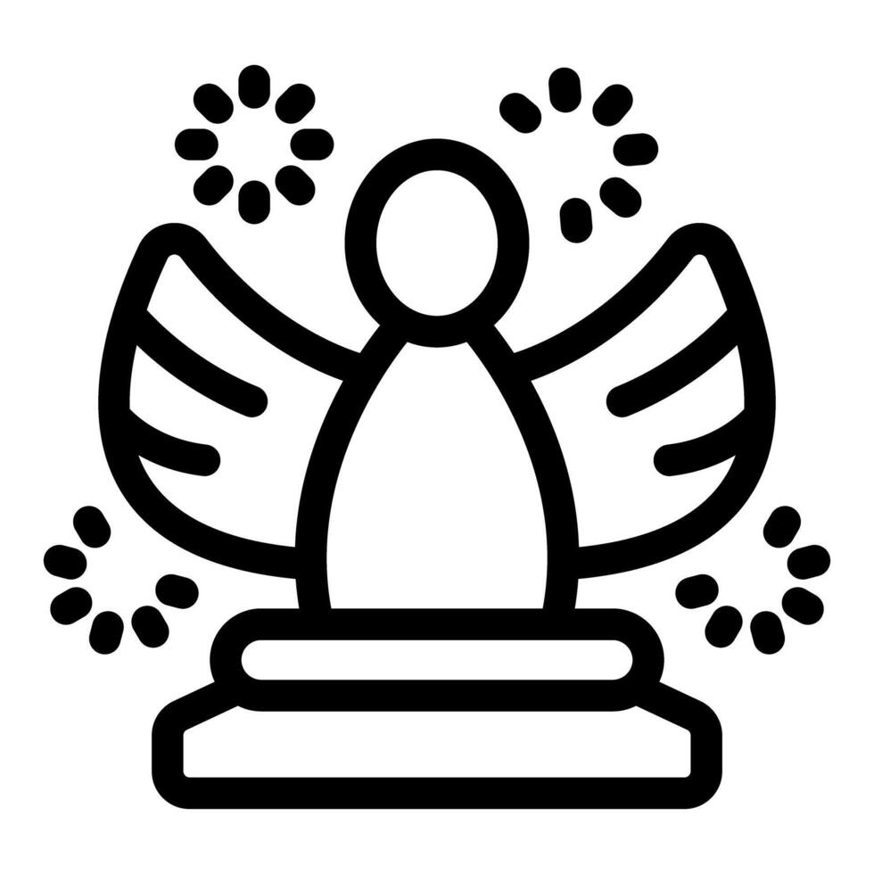 Line art icon of an angel statue being awarded a prize vector
