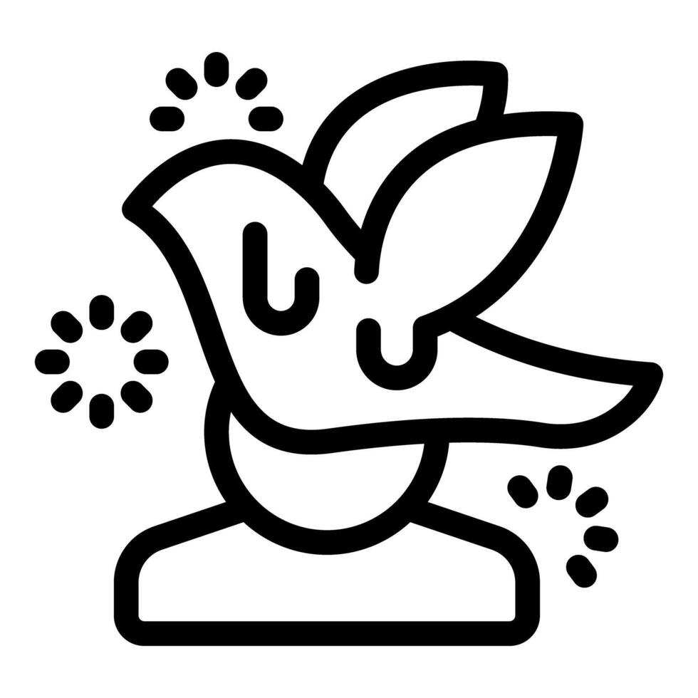 Person experiencing positive thinking with bird flying over head icon vector