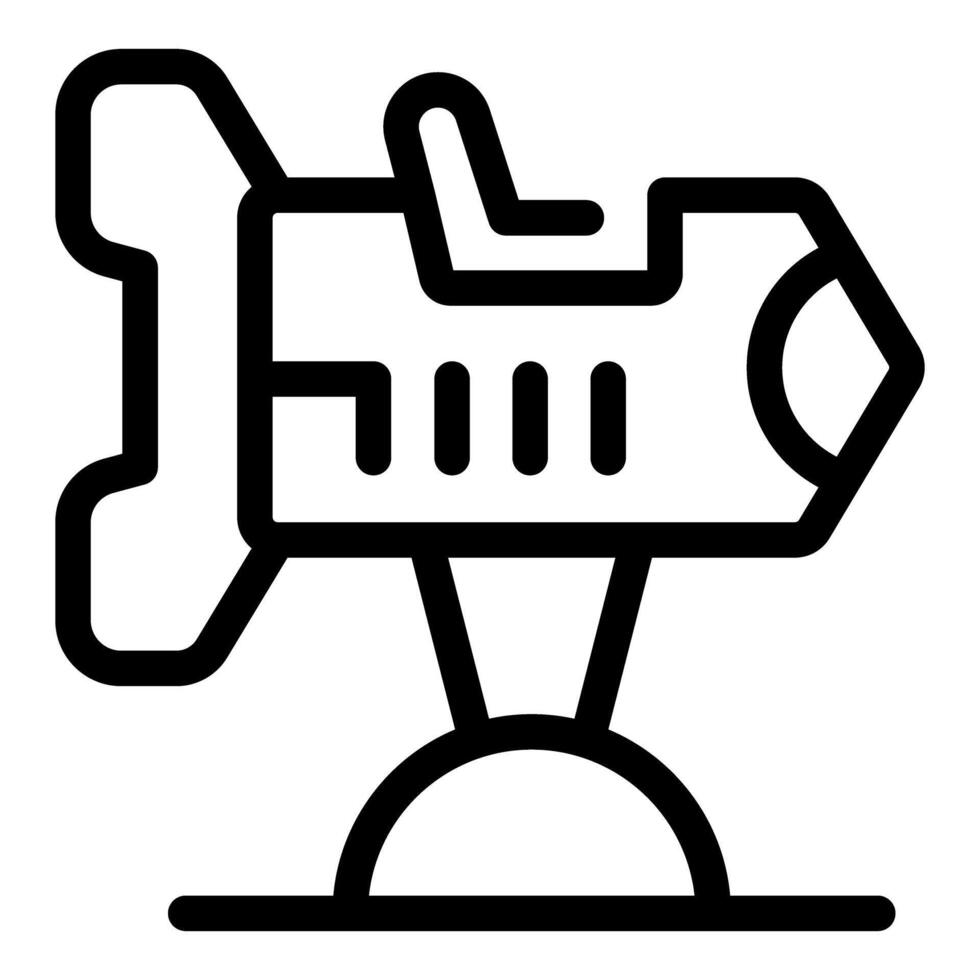 Kid rocket attraction standing on ground in amusement park icon vector