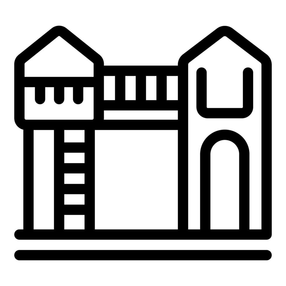 Playground structure featuring two towers connected by a bridge and a ladder vector