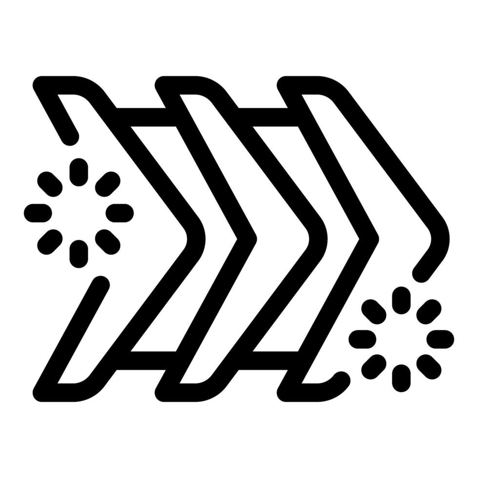 Three arrows pointing right with loading circles showing data transfer progress vector