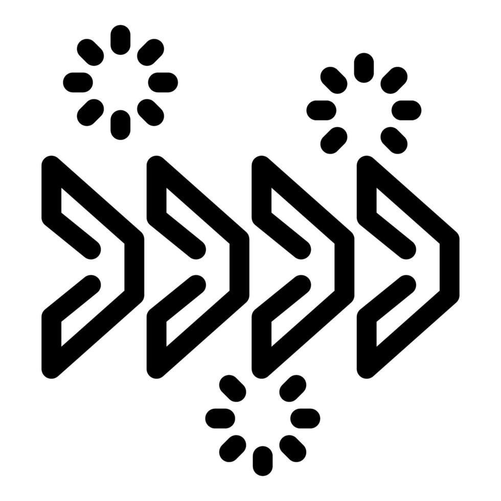 Three arrows pointing right with loading circles representing data processing vector