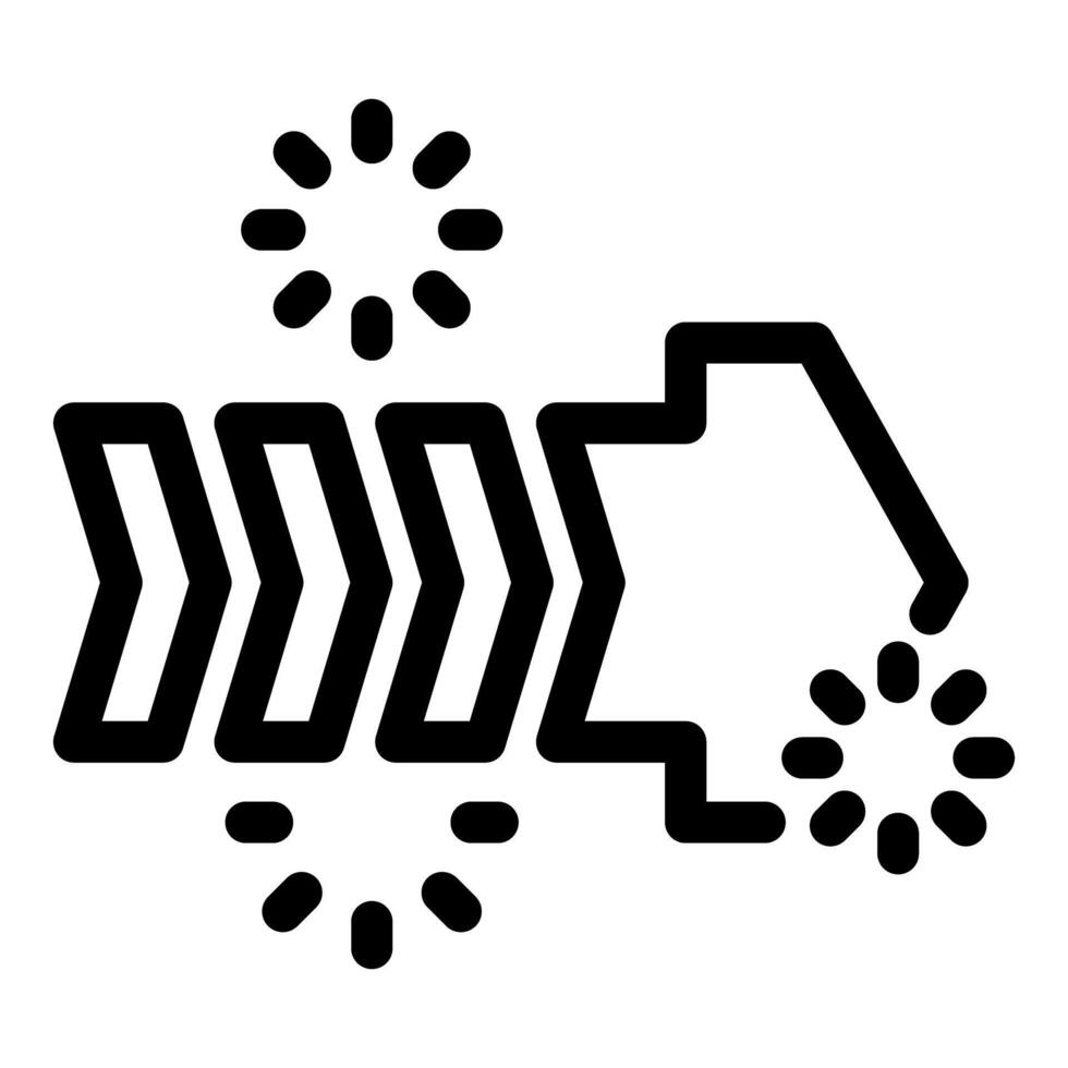 Arrow moving forward with loading circles representing progress vector