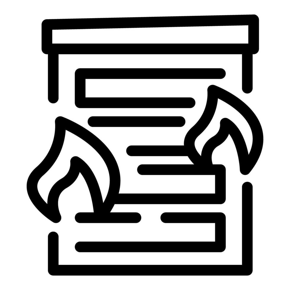 Burning document with flames embracing paper representing lost information vector