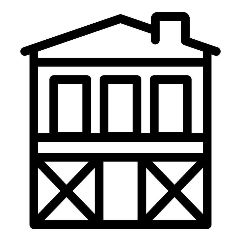 Line icon style drawing of a house on stilts vector