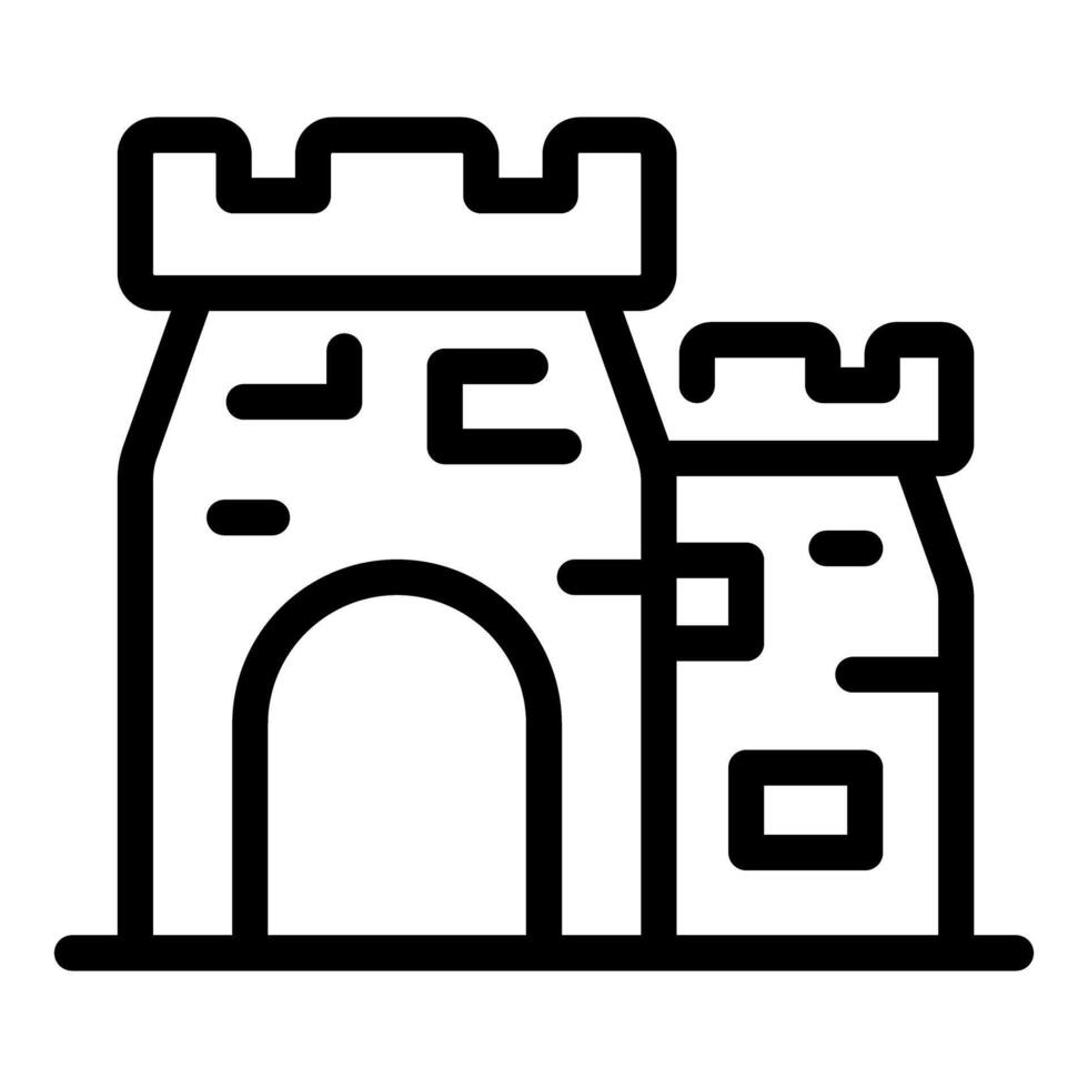 Simple black and white vector icon representing a medieval castle