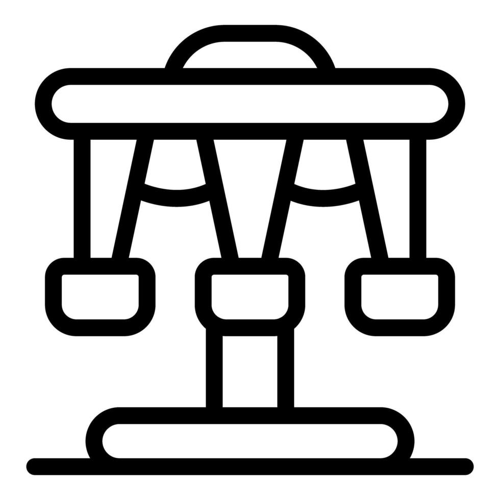 Carousel swing ride spinning at amusement park outline vector