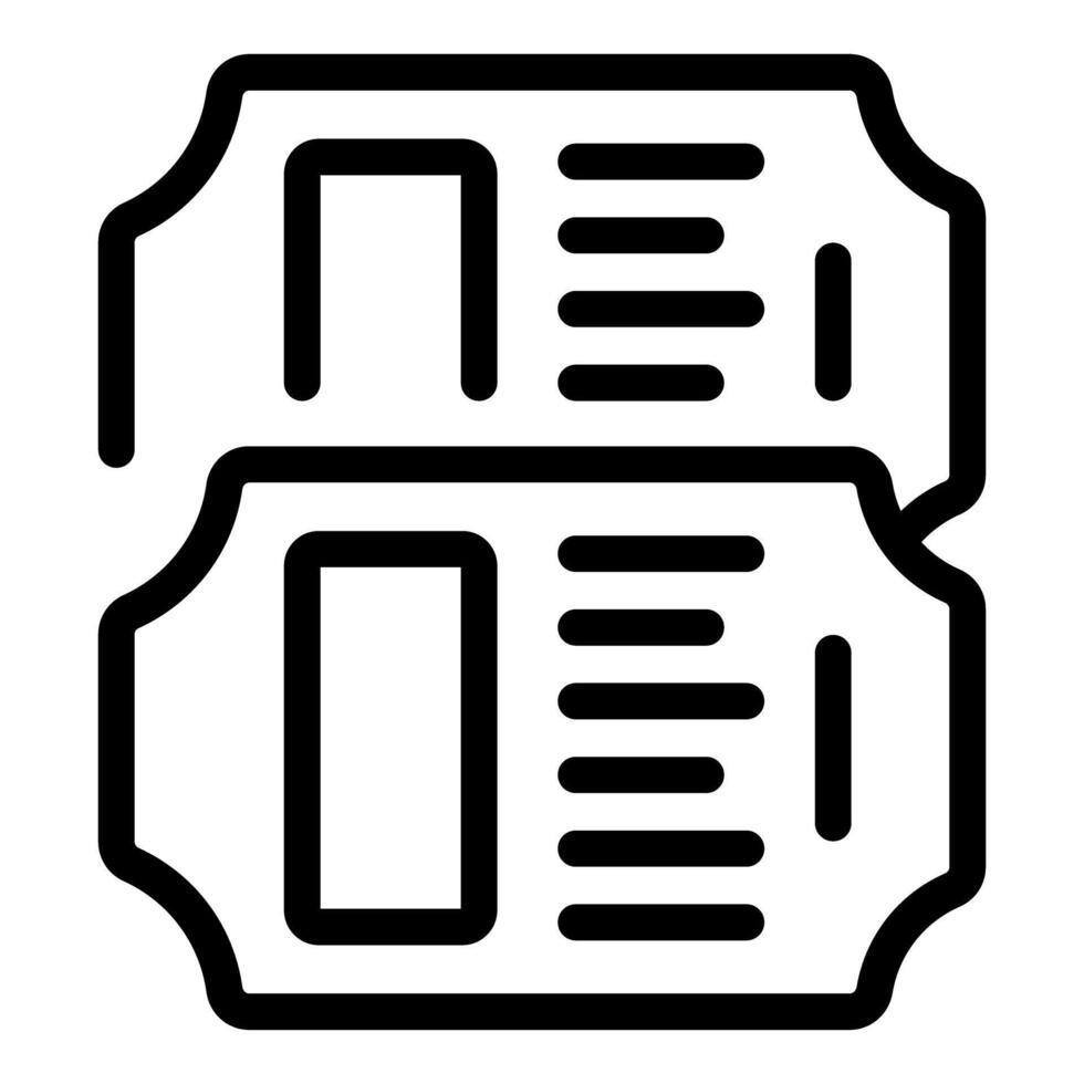 Two tickets icon showing entry to event or transportation vector