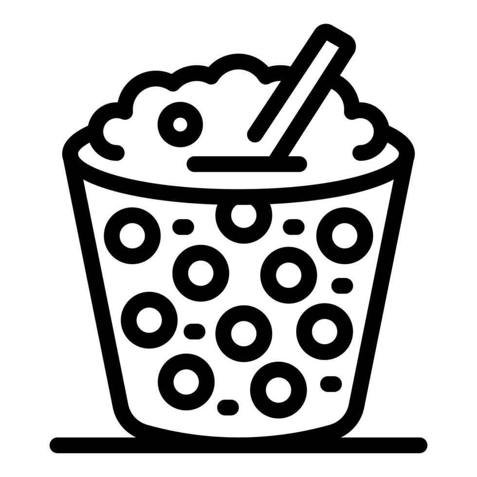 Bubble tea cup with straw showing boba pearls icon vector