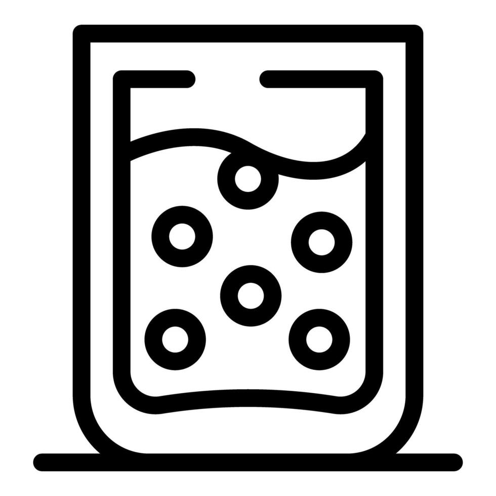 Laboratory glass beaker filled with liquid and bubbles is being used for chemical experiment vector