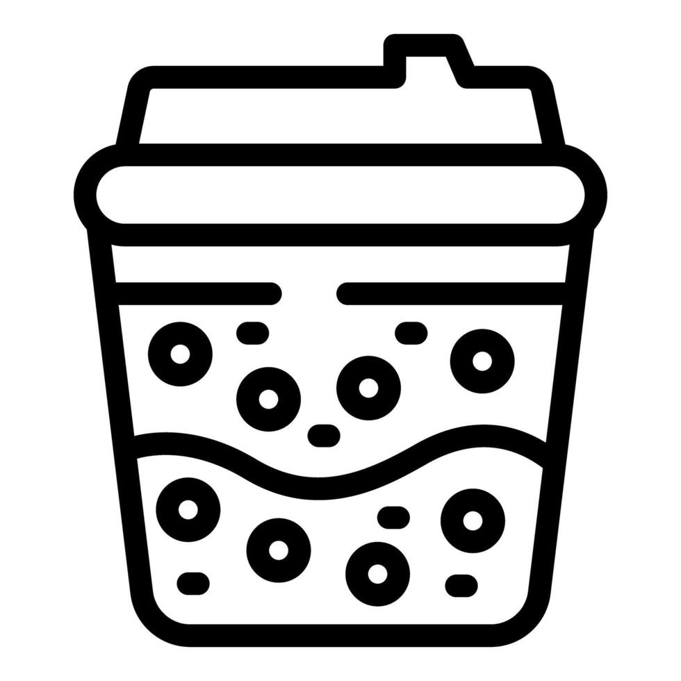 Bubble tea showing tapioca pearls in disposable cup icon vector