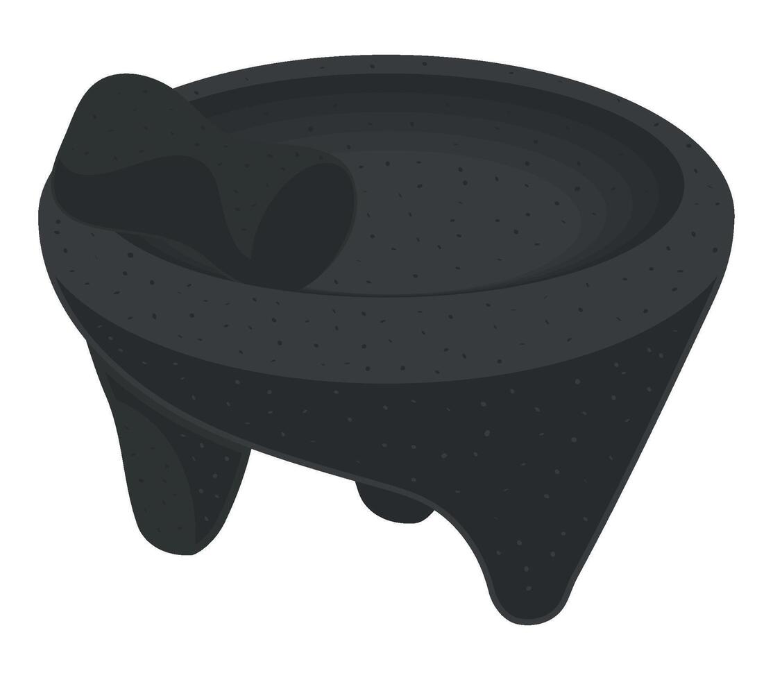 A black mortar and pestle on a white background vector