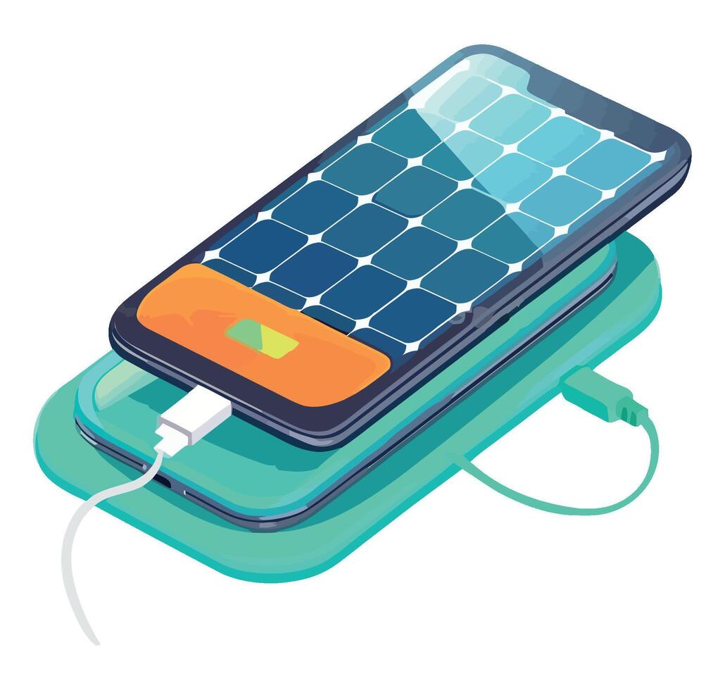 Solar cell phone charger vector