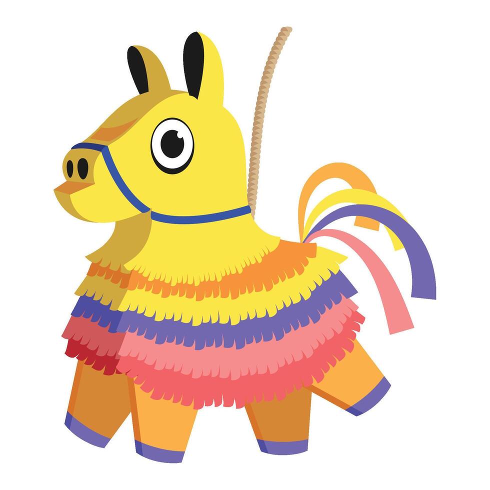 Pinata horse with colorful dress and colorful ribbon vector