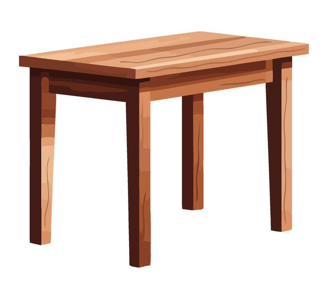Wooden table with legs on a white background vector