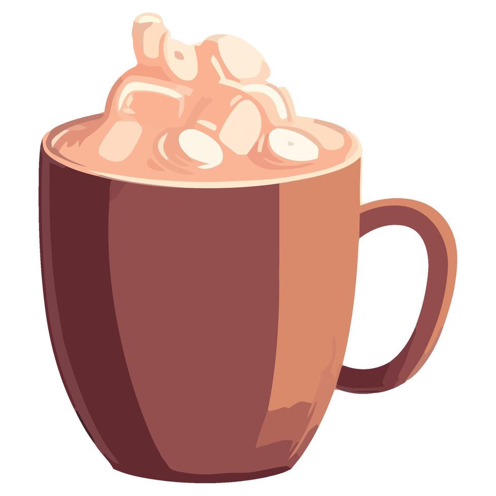 Hot chocolate with marshmallows illustration vector