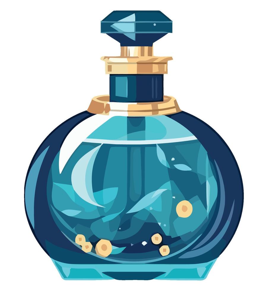 An illustration of a perfume bottle with goldfish vector