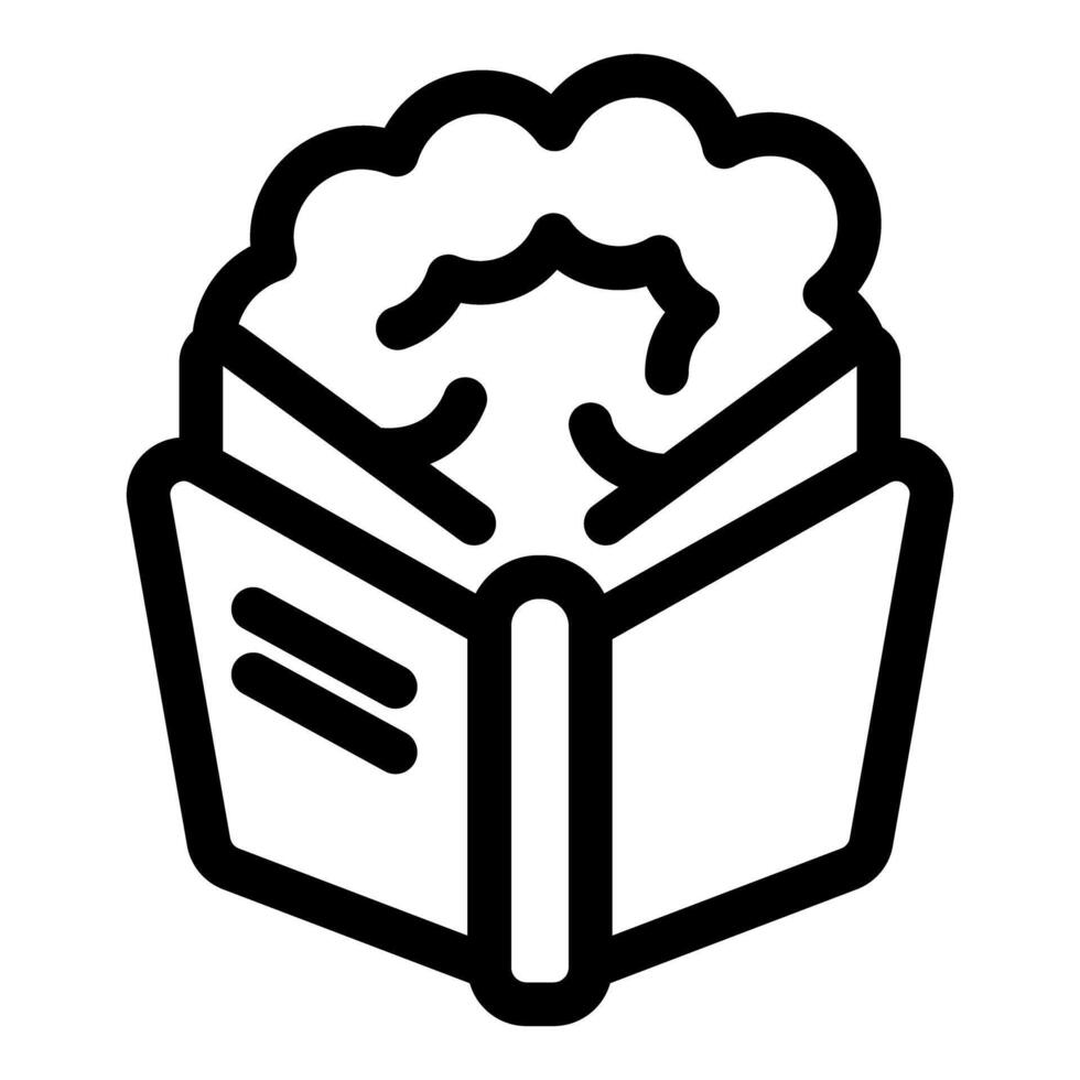Open book generating brain providing knowledge and wisdom vector