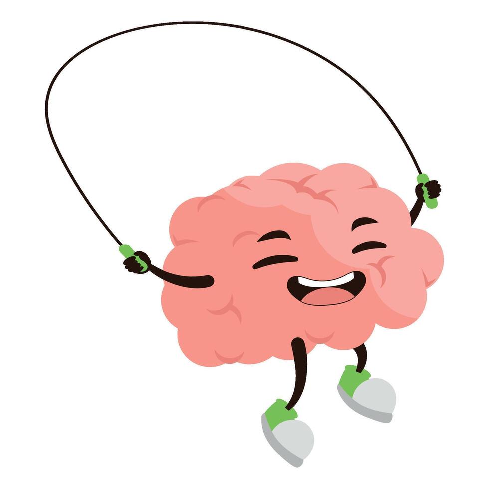 Funny brain jumping rope vector