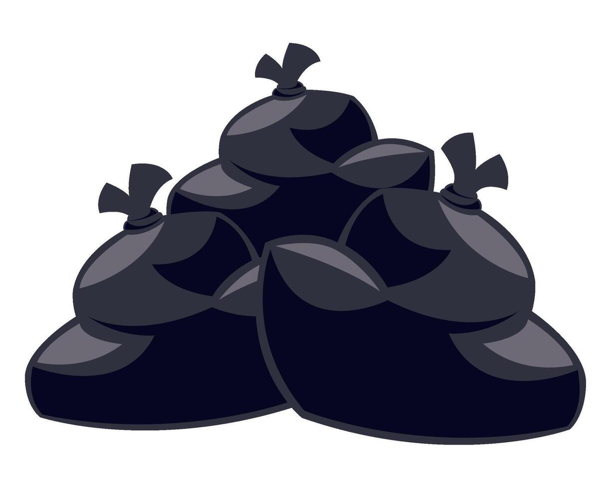 A pile of black garbage bags on a white background vector